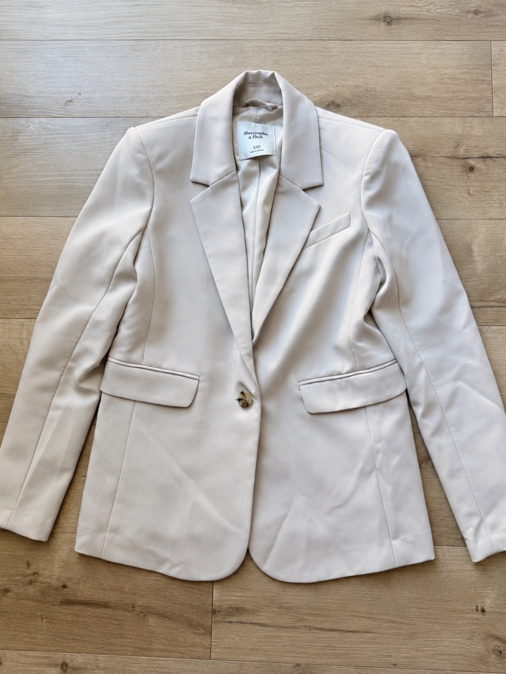 Abercrombie & Fitch XXS Cream Beige Tailored Single Button Blazer